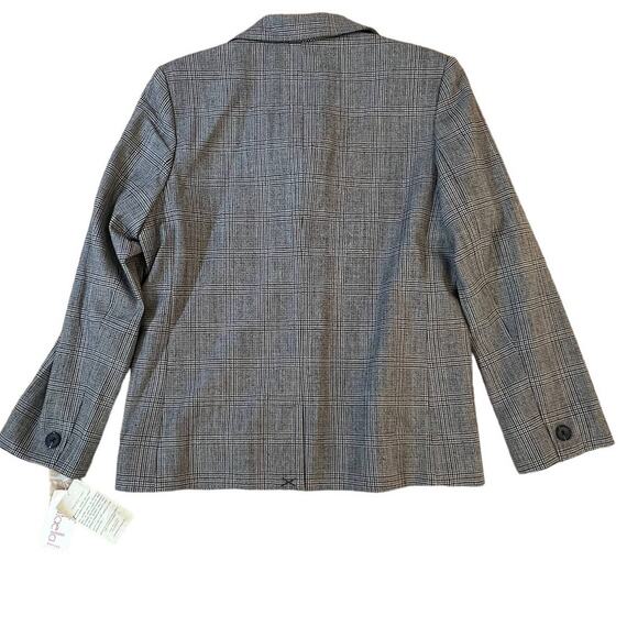 Rafaella Petites Glen Plaid Wool Blend Blazer Brown Black Check Stretch 8P NWT - Picture 7 of 14